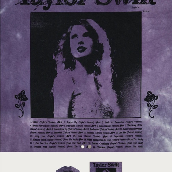 SPEAK NOW (TAYLOR'S VERSION) TRACKLIST PURPLE TIE DYE T-SHIRT - Picture 2 of 5
